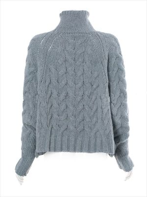 现货 LA潮牌麻花棒针针织拉链毛衣 蝙蝠袖拼接高领毛衣