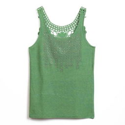 岚山湖 2012新款韩版夏装修身满天星烫钻镂空勾花针织小背心